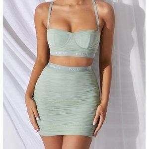 OH POLLY | Mint High Waisted Ruched Coord Set